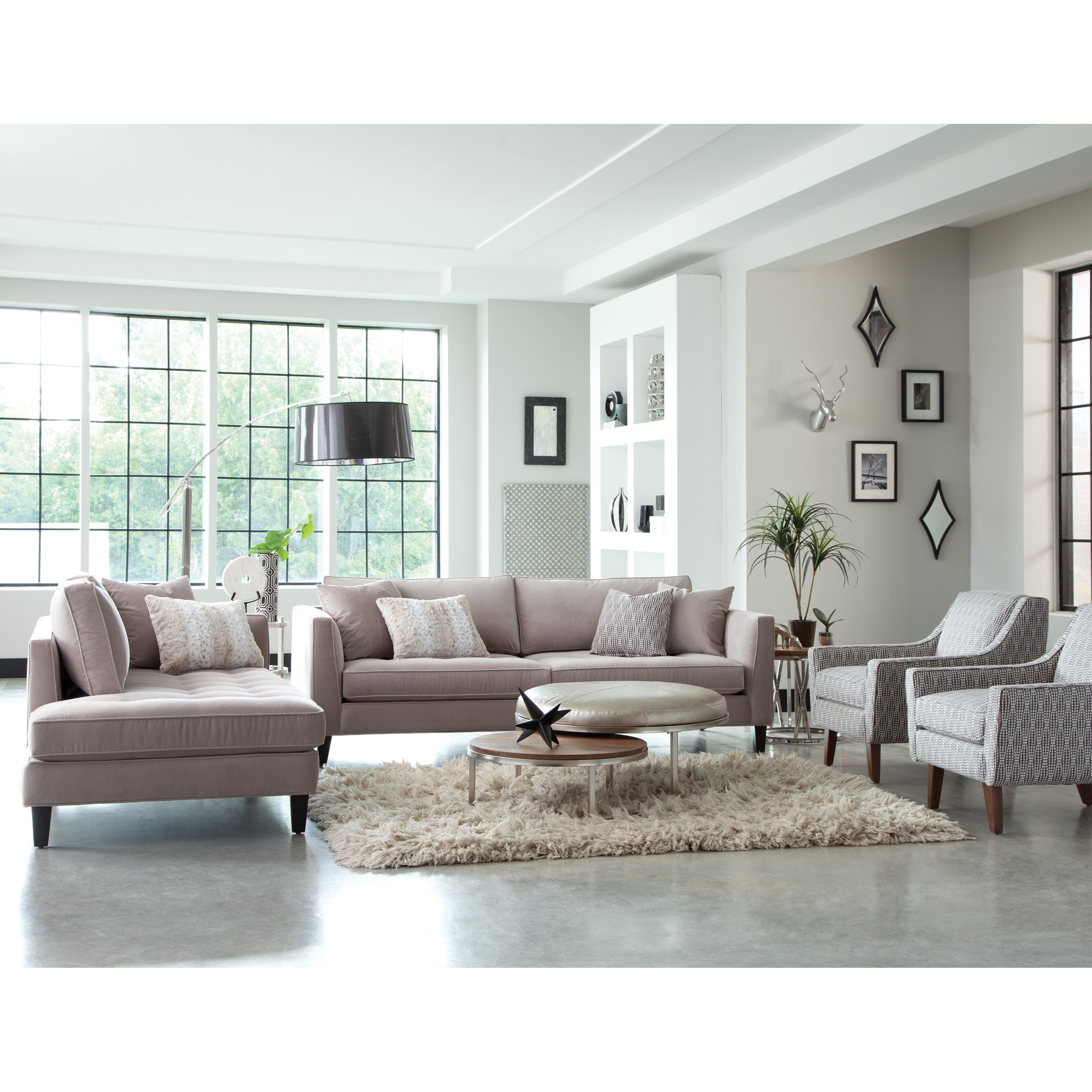 Jonathan Louis Calista Modern Estate Sofa with Tufted Seat and Toss